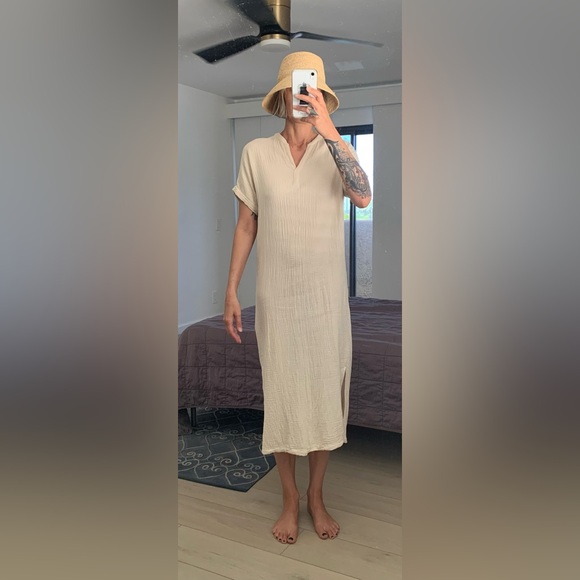 It Is Well Mandarin Gauze Dress in Natural size S - Picture 3 of 13